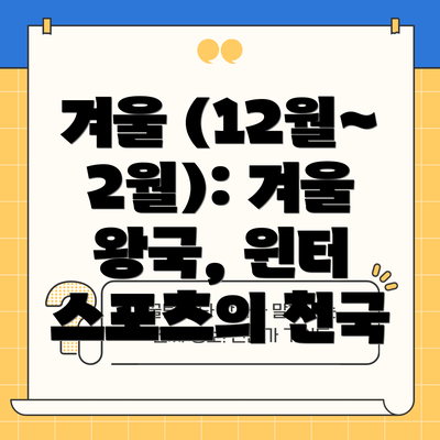 겨울 (12월~2월): 겨울 왕국, 윈터 스포츠의 천국