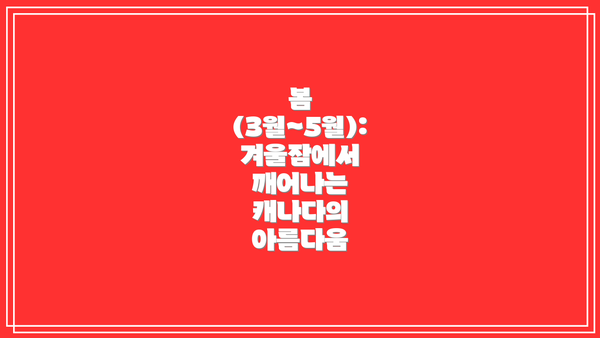 봄 (3월~5월): 겨울잠에서 깨어나는 캐나다의 아름다움