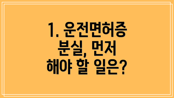 1. 운전면허증 분실, 먼저 해야 할 일은?