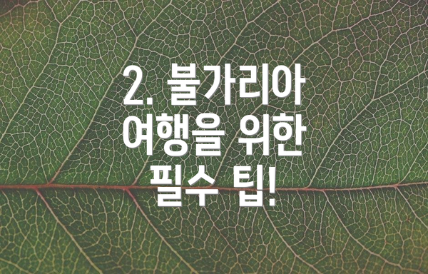 2. 불가리아 여행을 위한 필수 팁!
