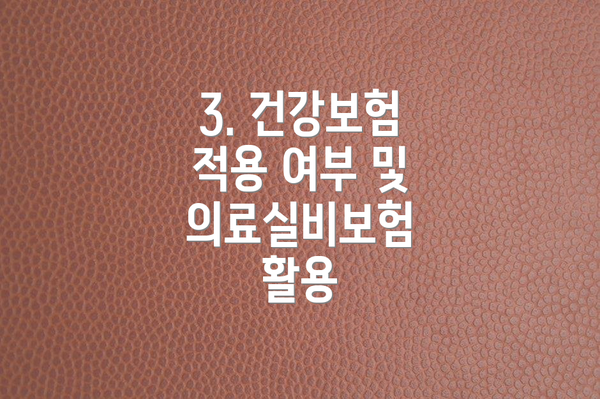 3. 건강보험 적용 여부 및 의료실비보험 활용