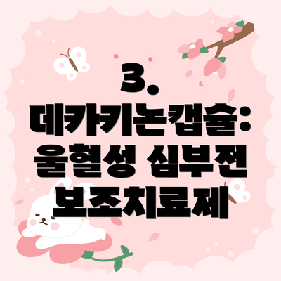 3. 데카키논캡슐: 울혈성 심부전 보조치료제