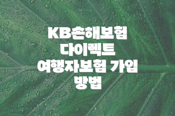 KB손해보험 다이렉트 여행자보험의 주요 보장 내용은 무엇일까요?