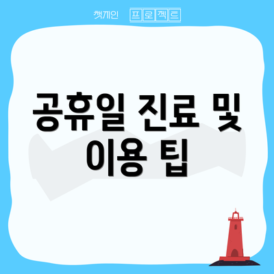 공휴일 진료 및 이용 팁