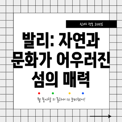 발리: 자연과 문화가 어우러진 섬의 매력