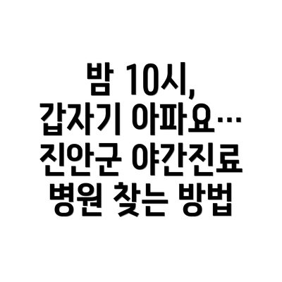 밤 10시, 갑자기 아파요… 진안군 야간진료 병원 찾는 방법