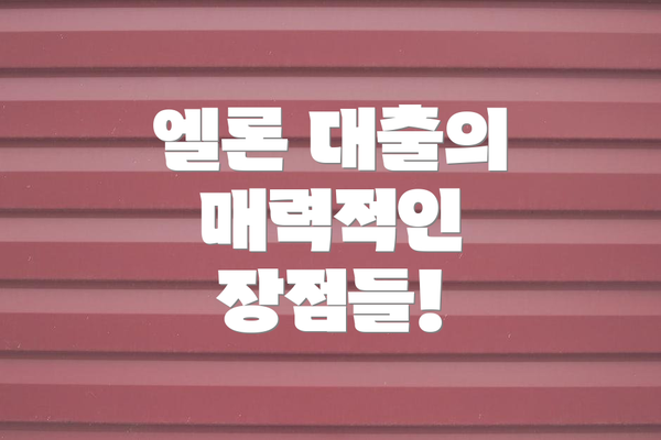 엘론 대출의 매력적인 장점들!
