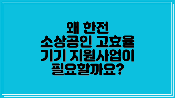 왜 한전 소상공인 고효율 기기 지원사업이 필요할까요?
