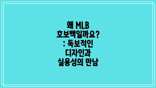 왜 MLB 호보백일까요? : 독보적인 디자인과 실용성의 만남