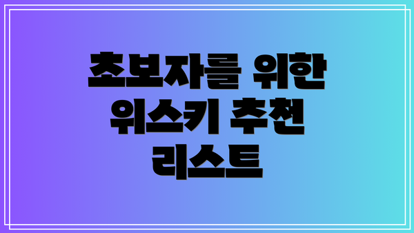 초보자를 위한 위스키 추천 리스트