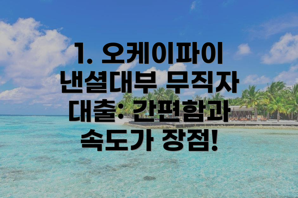 1. 오케이파이낸셜대부 무직자 대출: 간편함과 속도가 장점!