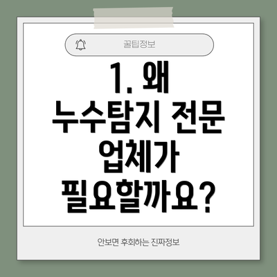 1. 왜 누수탐지 전문 업체가 필요할까요?