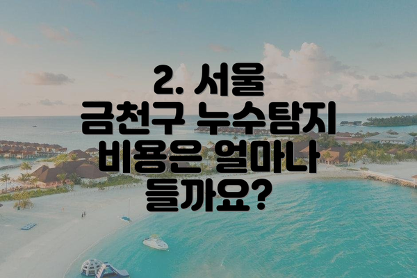 2. 서울 금천구 누수탐지 비용은 얼마나 들까요?