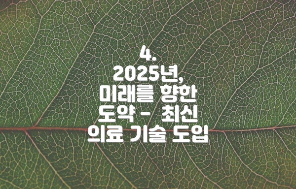 4.  2025년, 미래를 향한 도약 -  최신 의료 기술 도입