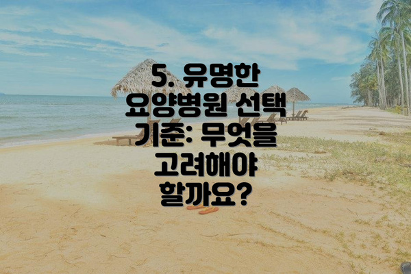 5. 유명한 요양병원 선택 기준: 무엇을 고려해야 할까요?