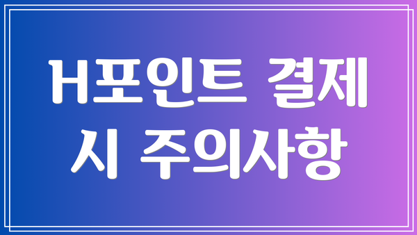 H포인트 결제 시 주의사항